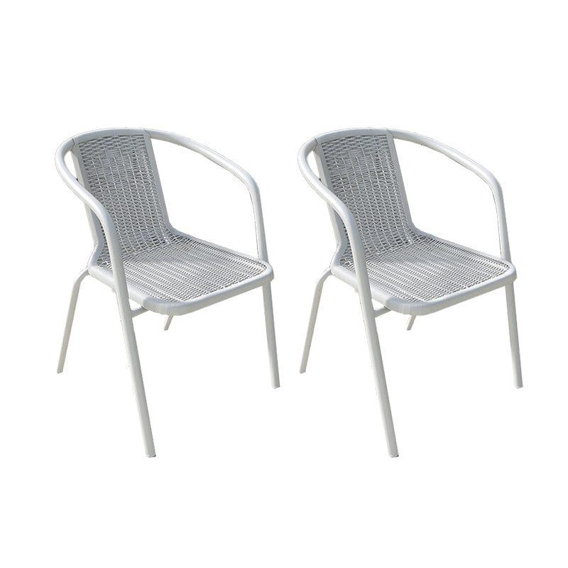 Modern Metal Patio Dining Chair Stacking Outdoors Dining Chairs with Arm