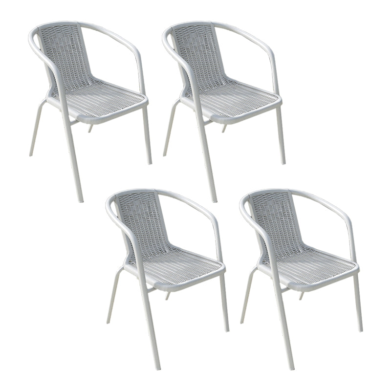 Modern Metal Patio Dining Chair Stacking Outdoors Dining Chairs with Arm