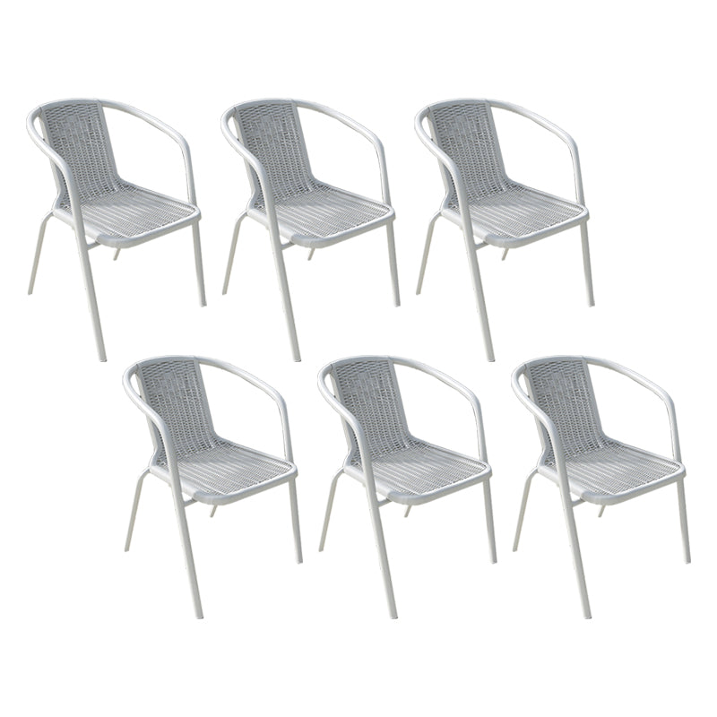 Modern Metal Patio Dining Chair Stacking Outdoors Dining Chairs with Arm