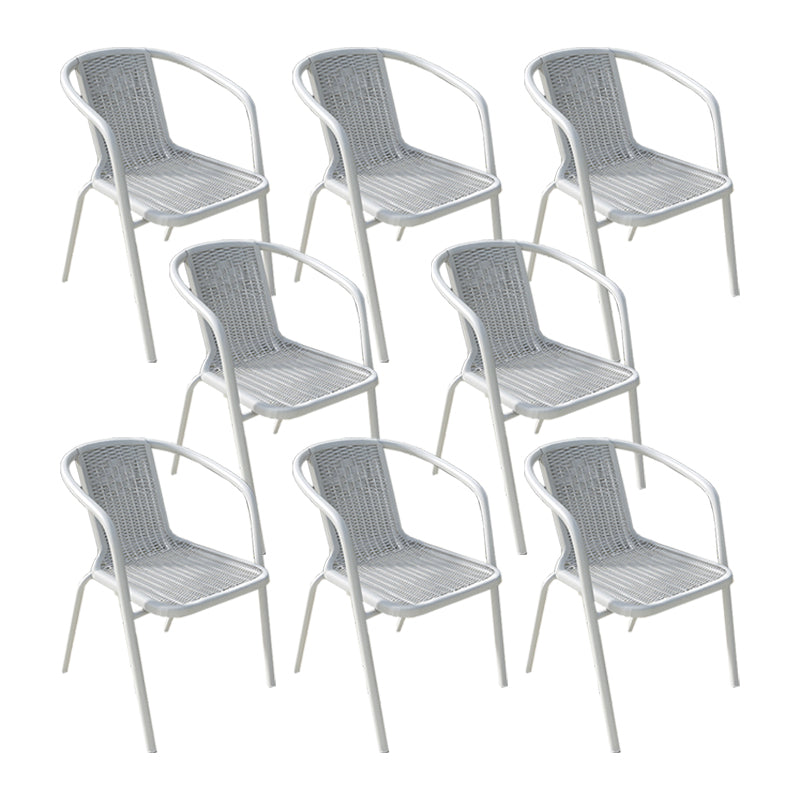 Modern Metal Patio Dining Chair Stacking Outdoors Dining Chairs with Arm