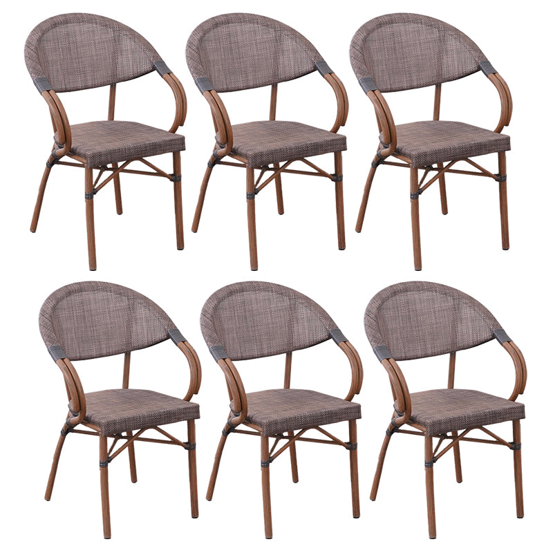 Modern Metal Patio Dining Chair Stacking Outdoors Dining Chairs with Arm