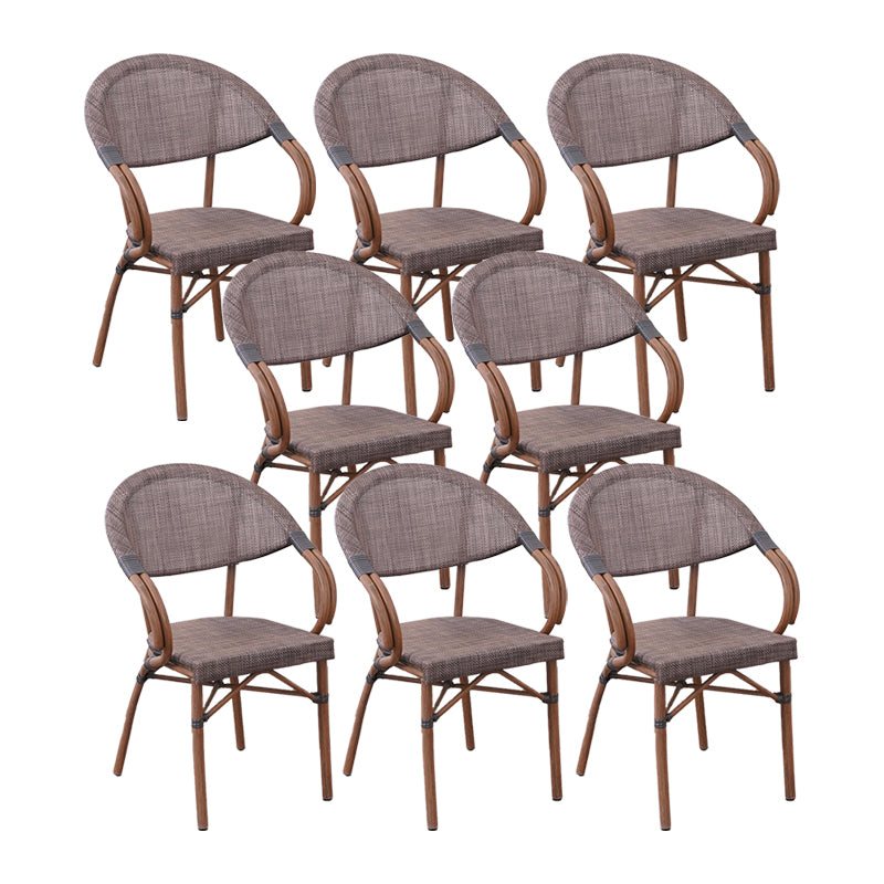 Modern Metal Patio Dining Chair Stacking Outdoors Dining Chairs with Arm