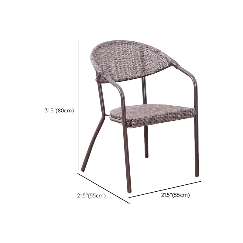 Modern Metal Patio Dining Chair Stacking Outdoors Dining Chairs with Arm