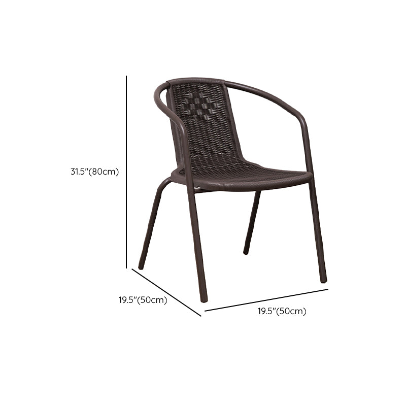 Modern Metal Patio Dining Chair Stacking Outdoors Dining Chairs with Arm