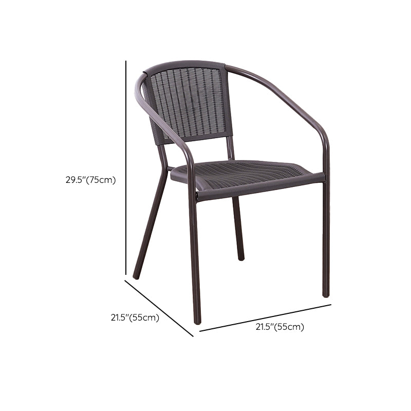 Modern Metal Patio Dining Chair Stacking Outdoors Dining Chairs with Arm