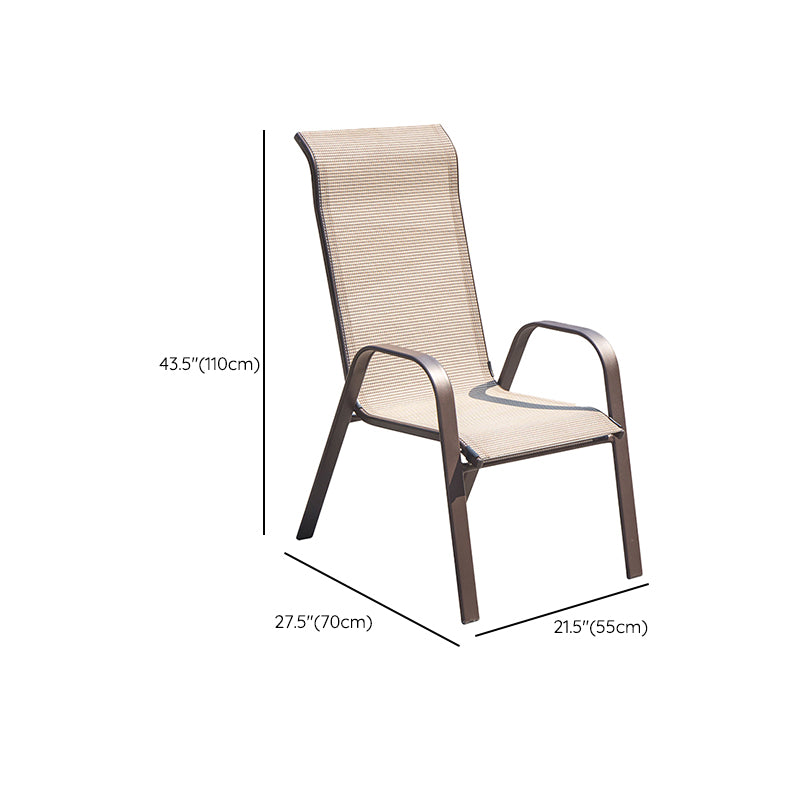 Modern Metal Patio Dining Chair Stacking Outdoors Dining Chairs with Arm