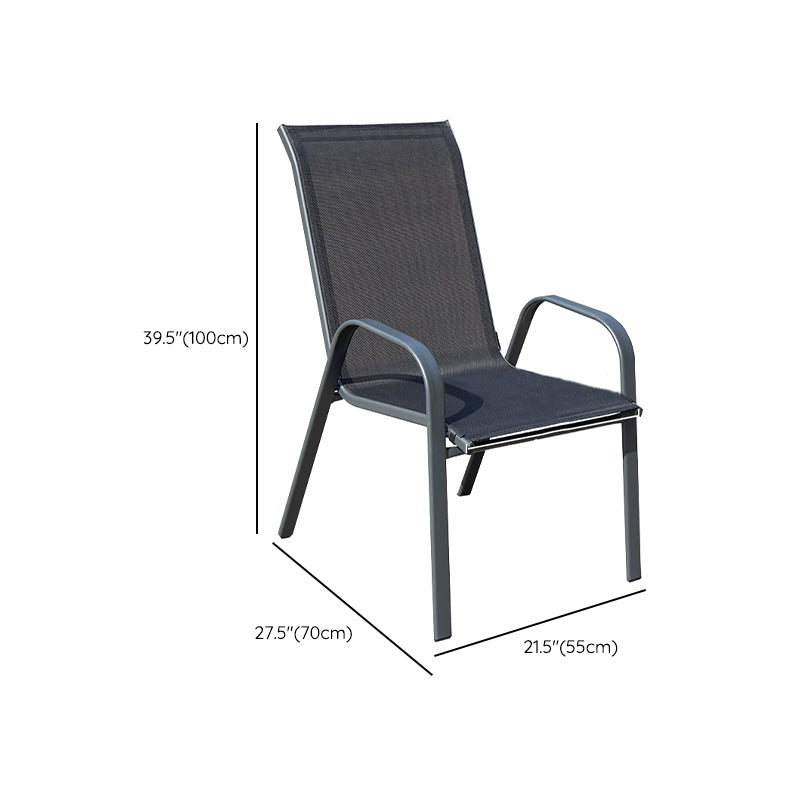 Modern Metal Patio Dining Chair Stacking Outdoors Dining Chairs with Arm