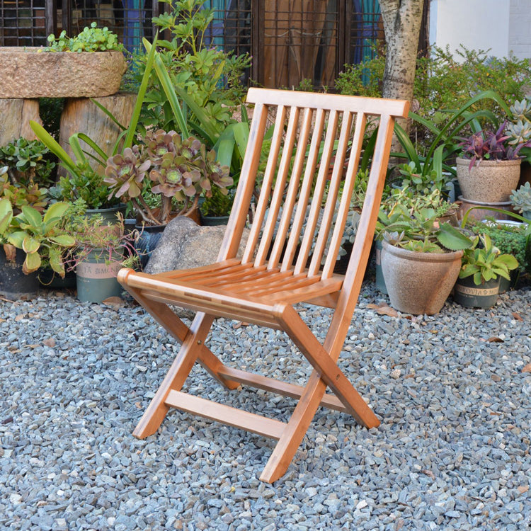 Brown and Natural Dining Side Chair Bamboo Folding Patio Dining Chair