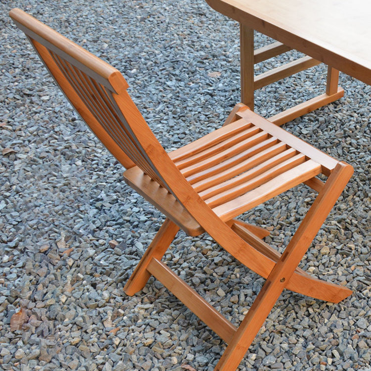 Brown and Natural Dining Side Chair Bamboo Folding Patio Dining Chair