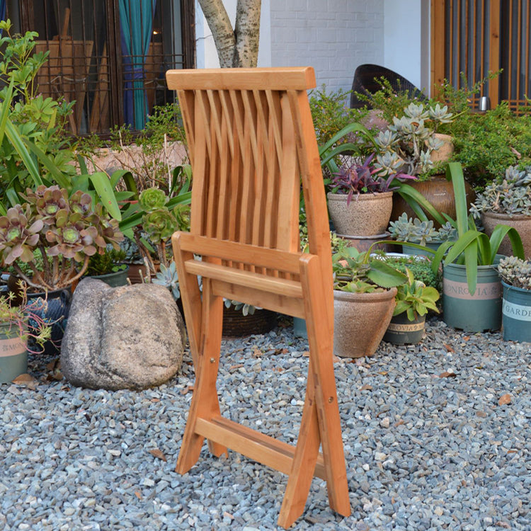 Brown and Natural Dining Side Chair Bamboo Folding Patio Dining Chair