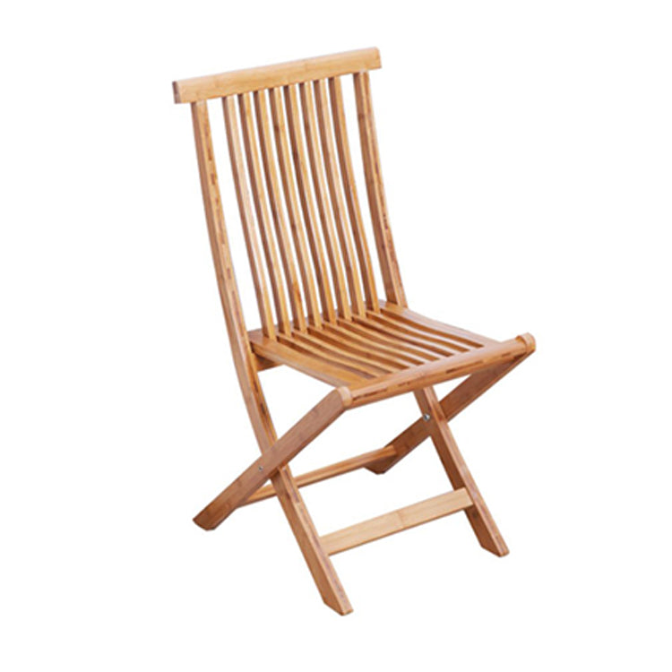 Brown and Natural Dining Side Chair Bamboo Folding Patio Dining Chair