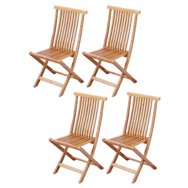 Brown and Natural Dining Side Chair Bamboo Folding Patio Dining Chair