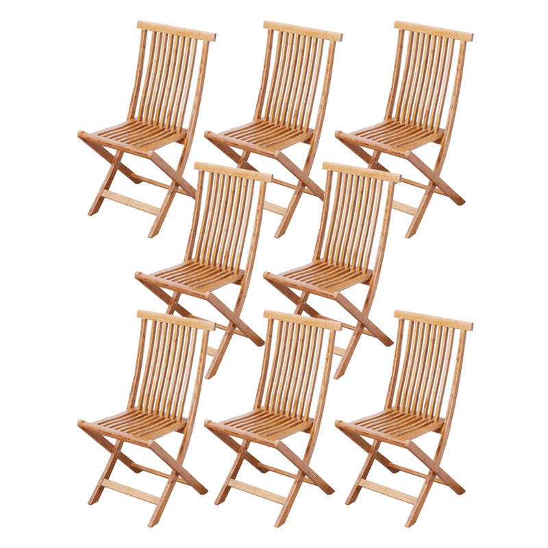 Brown and Natural Dining Side Chair Bamboo Folding Patio Dining Chair