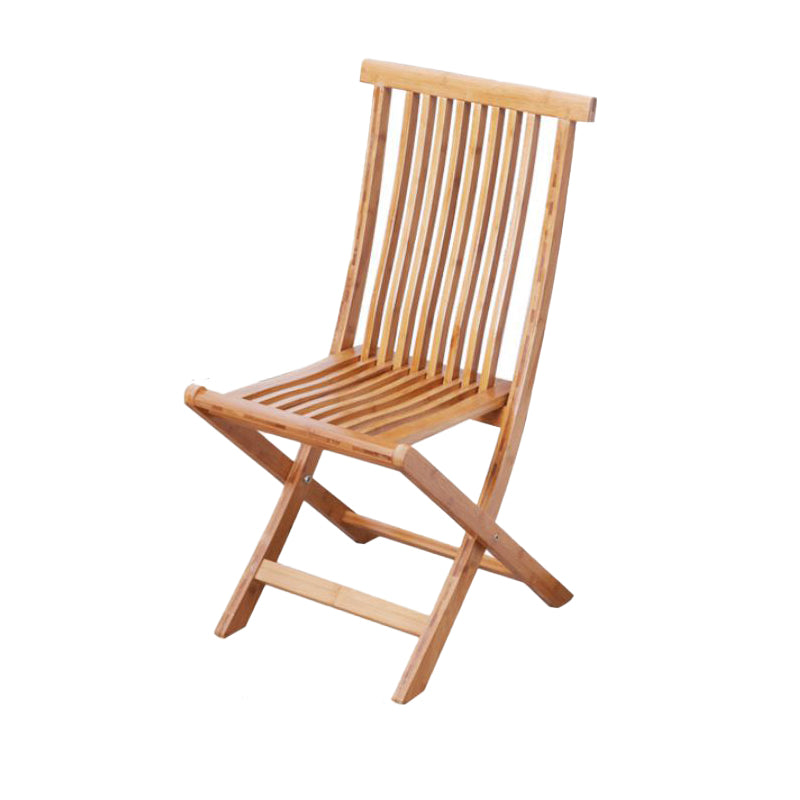 Brown and Natural Dining Side Chair Bamboo Folding Patio Dining Chair