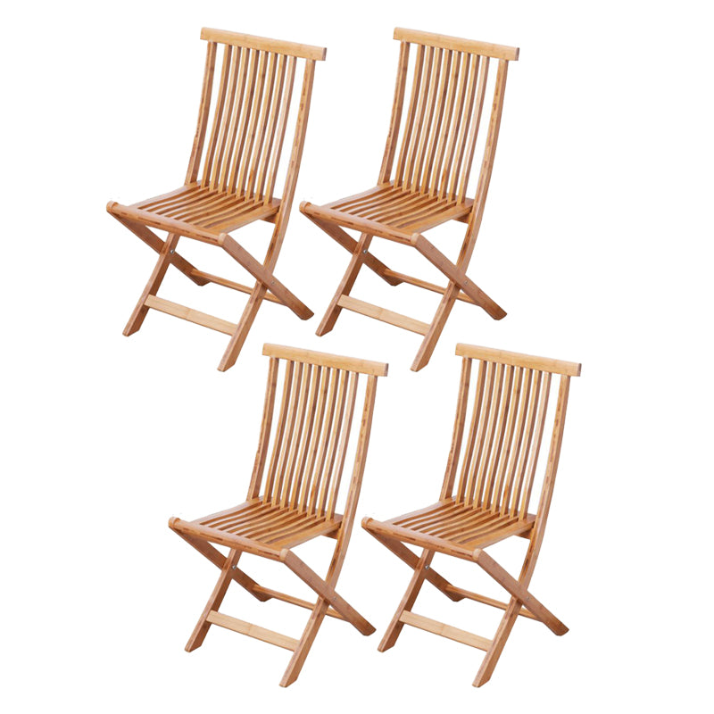 Brown and Natural Dining Side Chair Bamboo Folding Patio Dining Chair