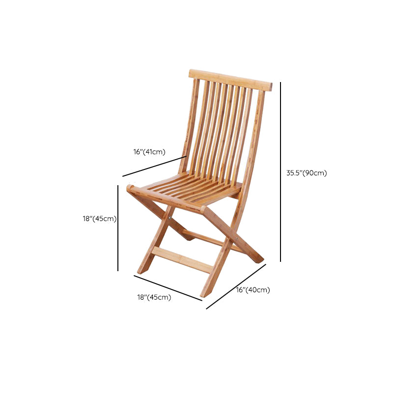 Brown and Natural Dining Side Chair Bamboo Folding Patio Dining Chair