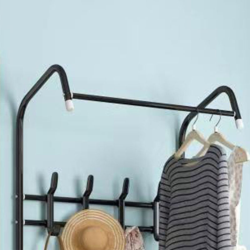 Contemporary Iron Coat Hanger Hallway Coat Rack with 2 Shelves