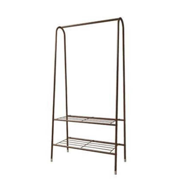 Contemporary Iron Coat Hanger Hallway Coat Rack with 2 Shelves