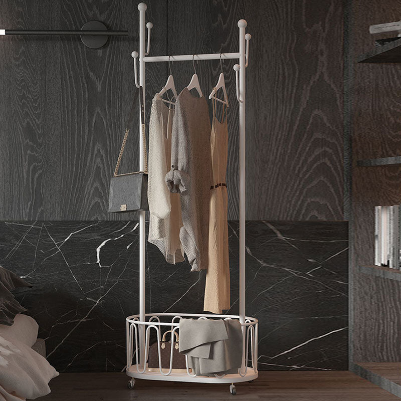 Luxurious Clothes Hanger Free Standing Storage Basket Coat Rack with Castors