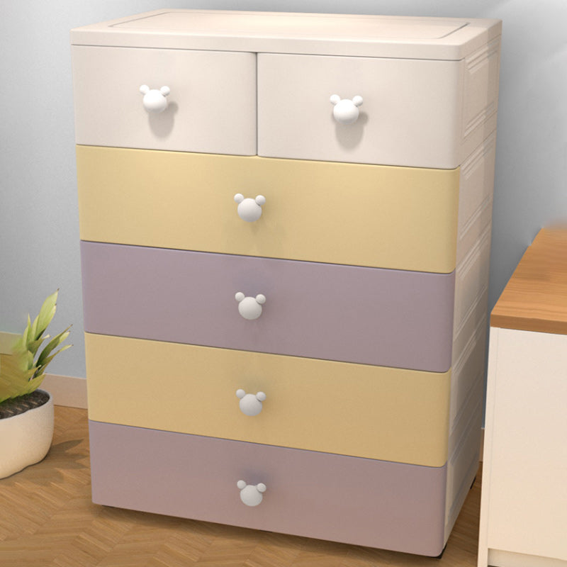 Plastic Kids Nightstand Scandinavian Nursery Dresser with 6 Drawers , 14.82-inch W