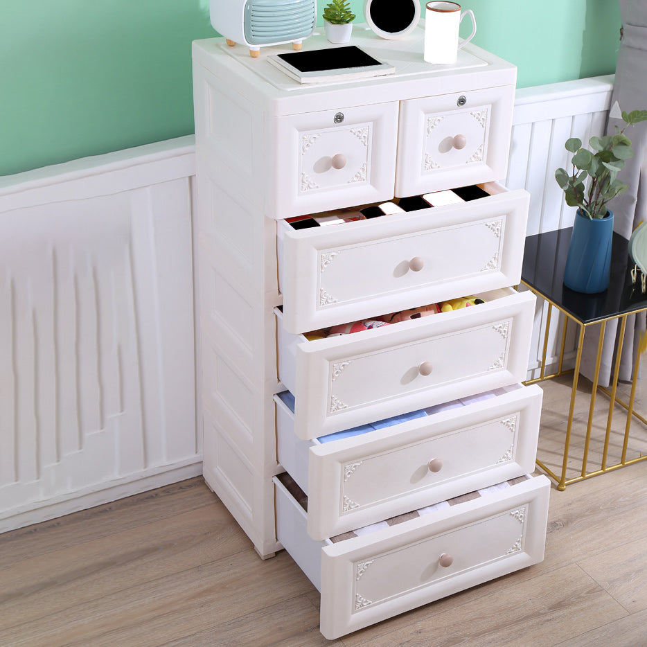 Plastic Kids Nightstand Modern Nursery Dresser with 5/6 Drawers , 15.6 Inch W