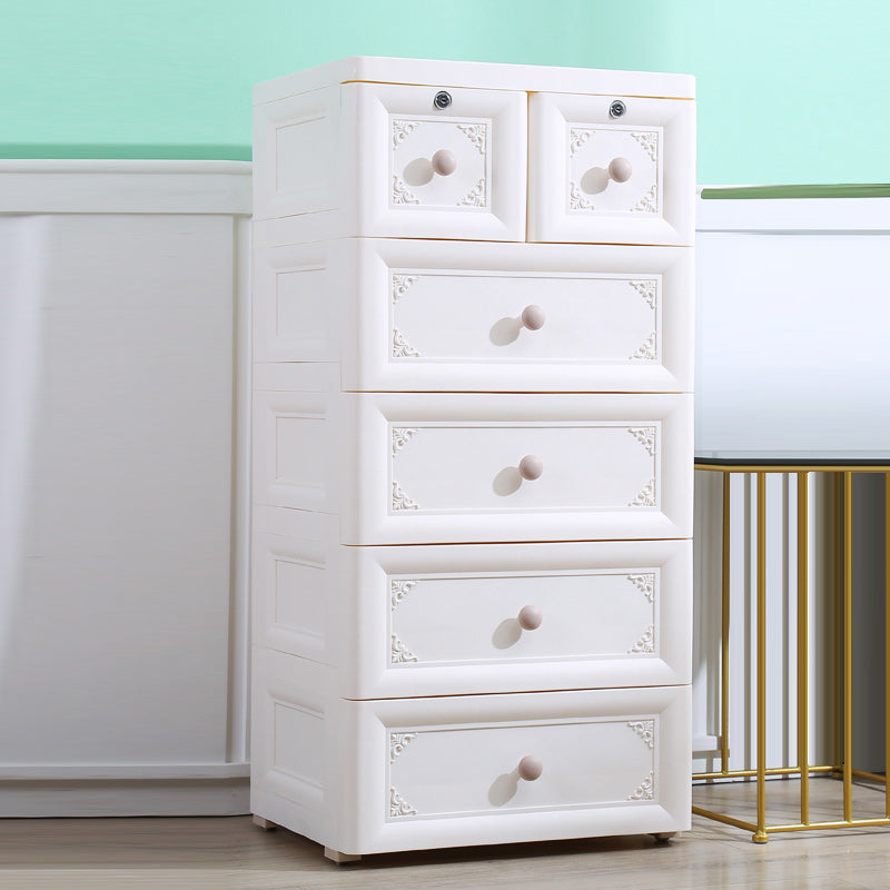 Plastic Kids Nightstand Modern Nursery Dresser with 5/6 Drawers , 15.6 Inch W