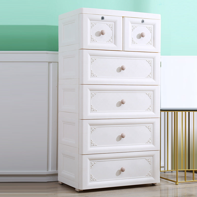 Plastic Kids Nightstand Modern Nursery Dresser with 5/6 Drawers , 15.6 Inch W