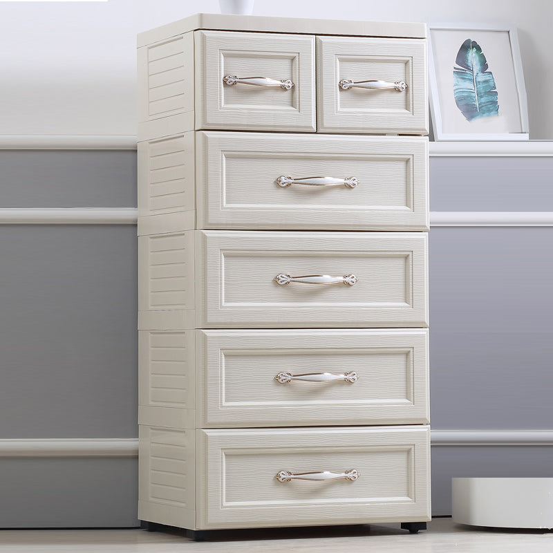 Plastic Kids Nightstand Modern Nursery Dresser with 5/6 Drawers , 15.6 Inch W