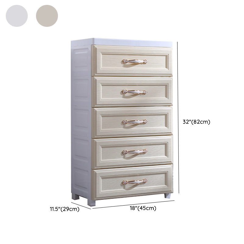 Plastic Kids Nightstand Modern Nursery Dresser with 5/6 Drawers , 15.6 Inch W