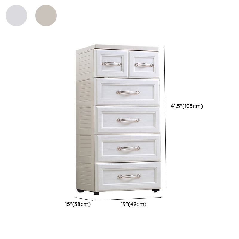 Plastic Kids Nightstand Modern Nursery Dresser with 5/6 Drawers , 15.6 Inch W