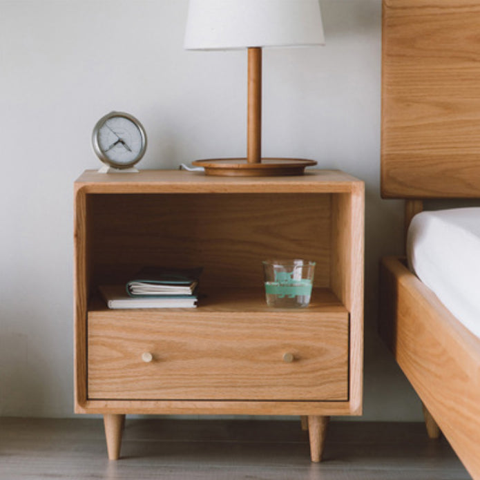 Modern Bed Nightstand Drawers Included Pine Night Table for Bedroom