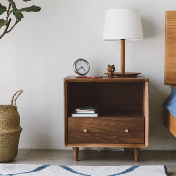 Modern Bed Nightstand Drawers Included Pine Night Table for Bedroom