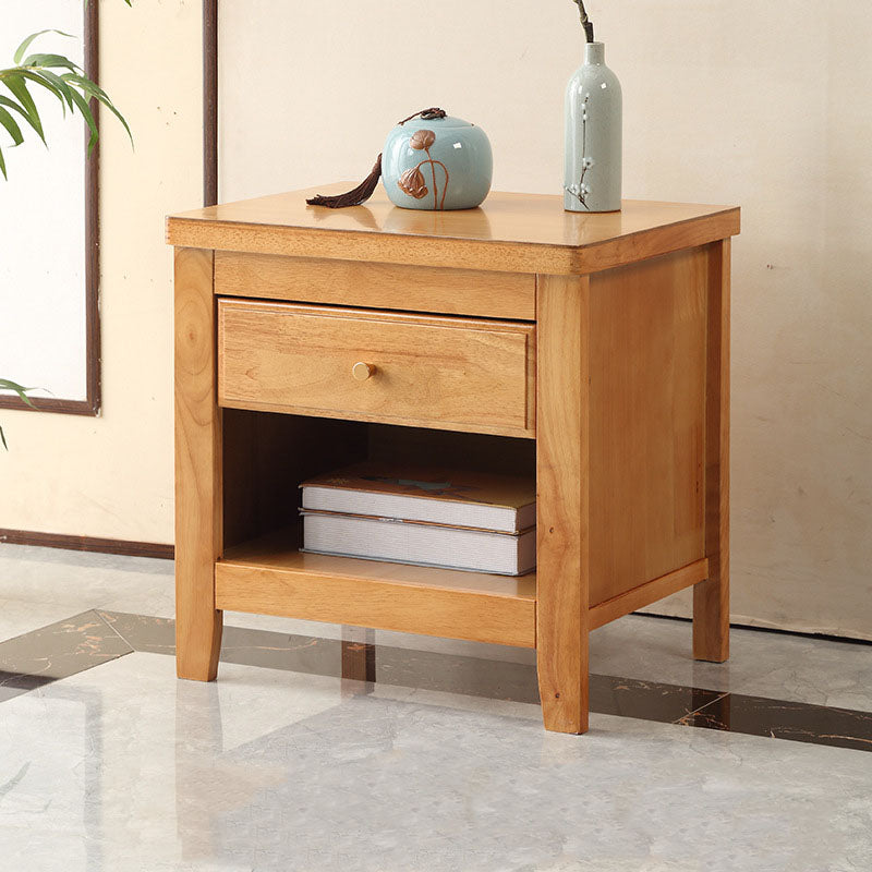 Modern Bed Nightstand Drawers Included Rubber Wood Night Table for Bedroom