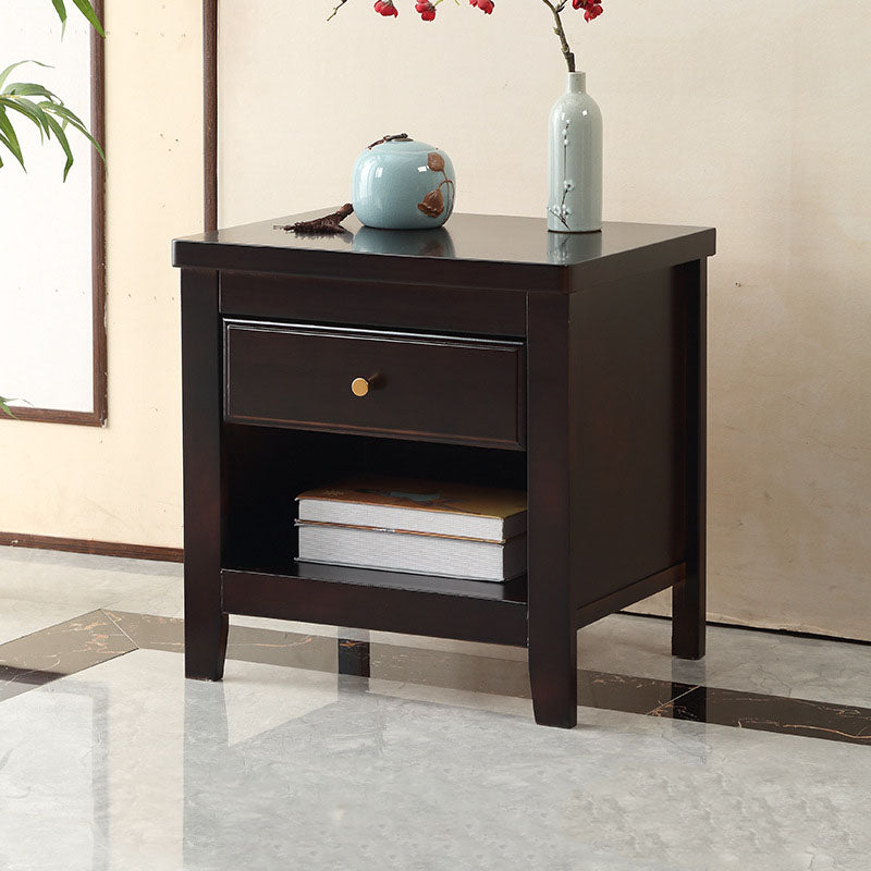 Modern Bed Nightstand Drawers Included Rubber Wood Night Table for Bedroom