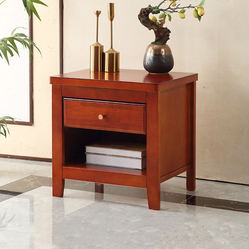 Modern Bed Nightstand Drawers Included Rubber Wood Night Table for Bedroom