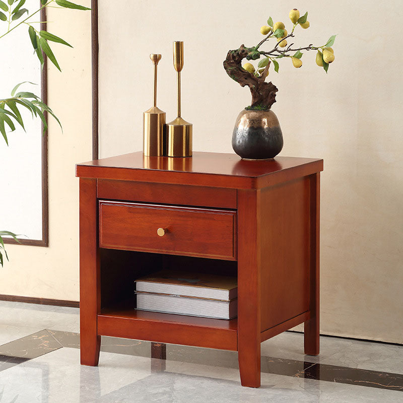 Modern Bed Nightstand Drawers Included Rubber Wood Night Table for Bedroom