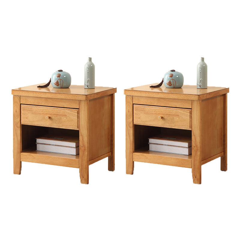 Modern Bed Nightstand Drawers Included Rubber Wood Night Table for Bedroom