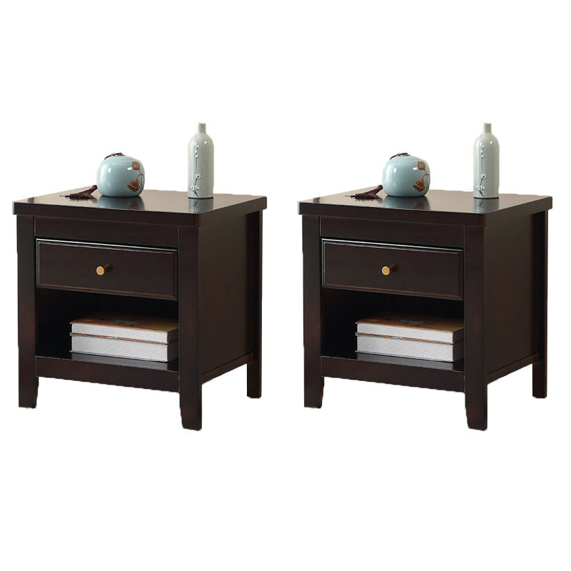 Modern Bed Nightstand Drawers Included Rubber Wood Night Table for Bedroom