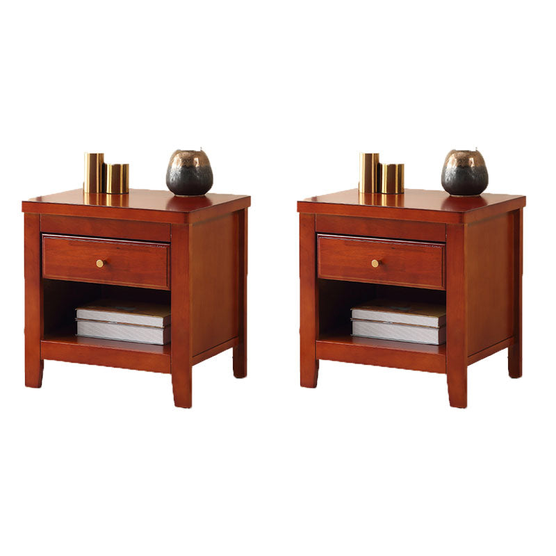 Modern Bed Nightstand Drawers Included Rubber Wood Night Table for Bedroom