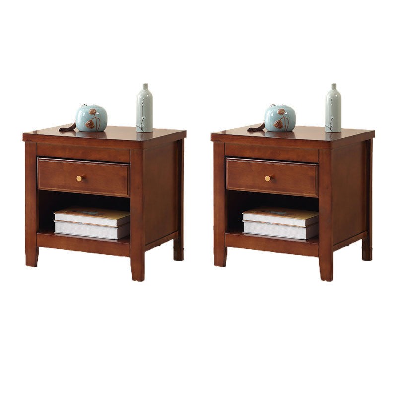 Modern Bed Nightstand Drawers Included Rubber Wood Night Table for Bedroom