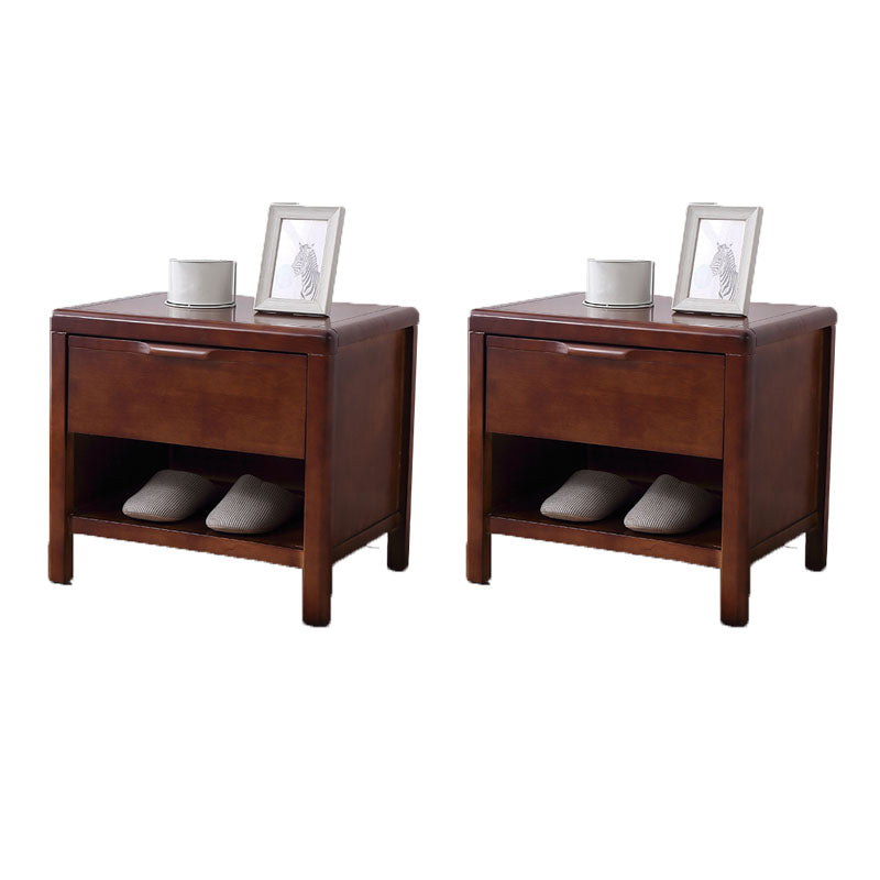 Modern Bed Nightstand Drawers Included Rubber Wood Night Table for Bedroom