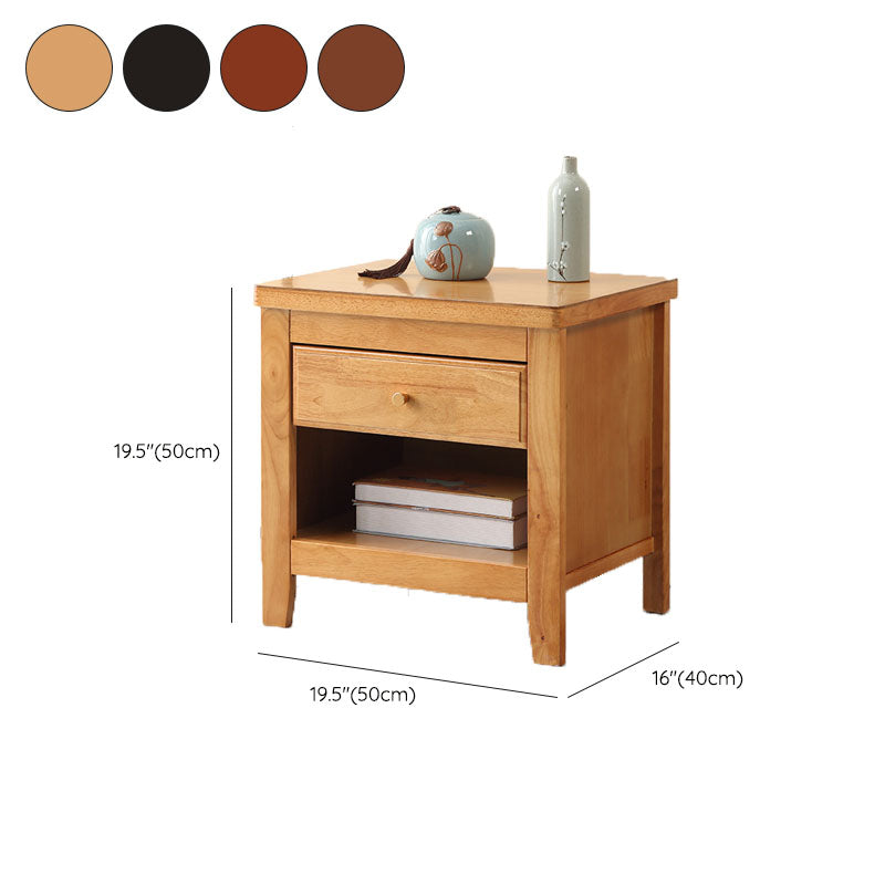 Modern Bed Nightstand Drawers Included Rubber Wood Night Table for Bedroom