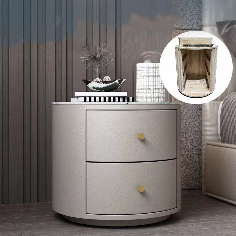 Modern Bed Nightstand Drawers Included Stone Night Table for Bedroom