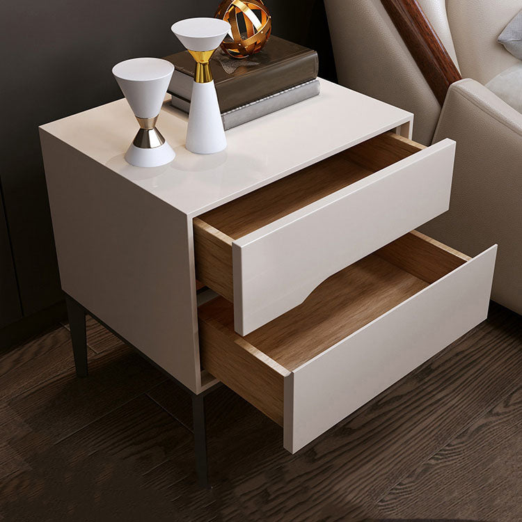 Wooden Accent Table Nightstand Modern Bedside Cabinet with Drawers