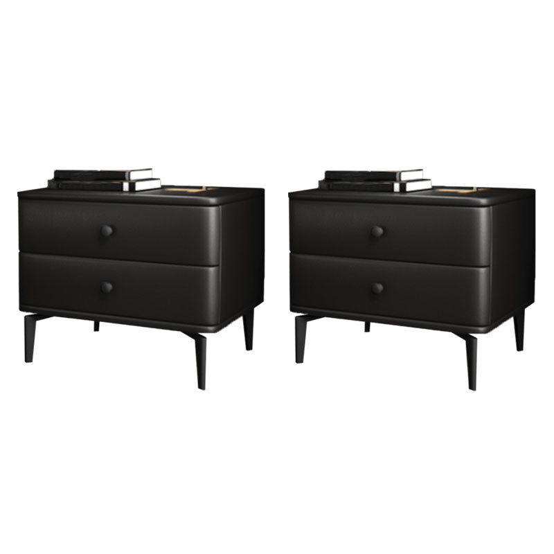 Modernism 2 Drawers Night Table Wood Storage Bed Nightstand for Home