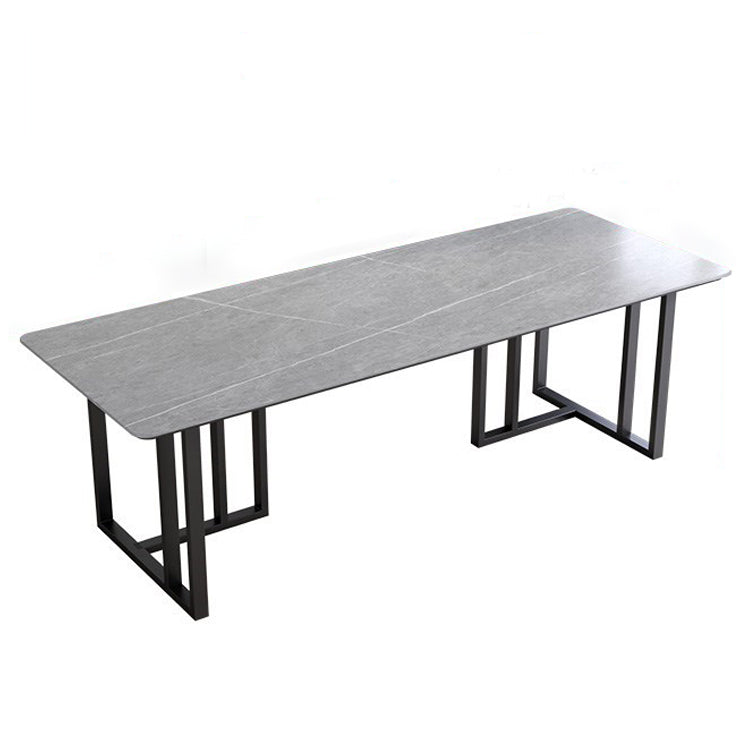 Modern Style Stone Office Desk Rectangular Shape Conference Table with 2-Legs in Black