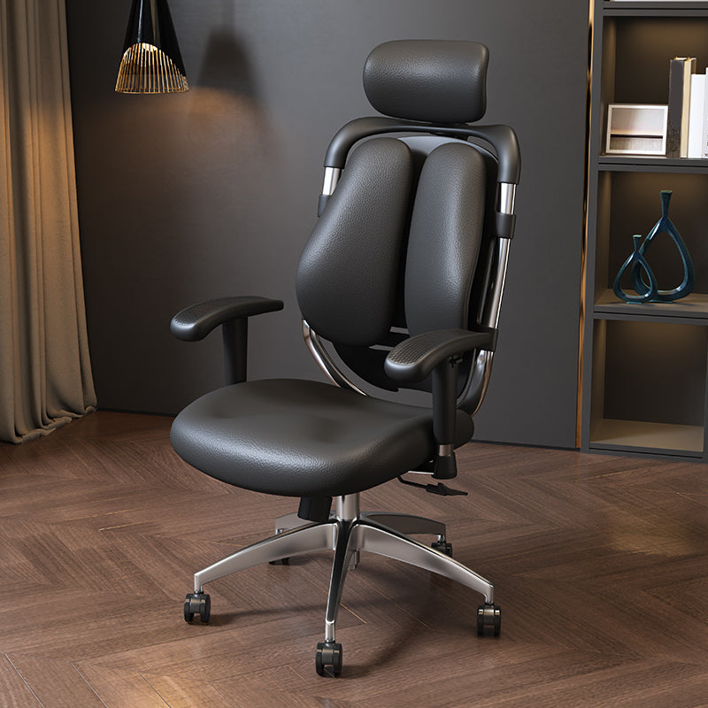 Modern Removable Arms Office Chair Leather No Distressing Ergonomic Desk Chair