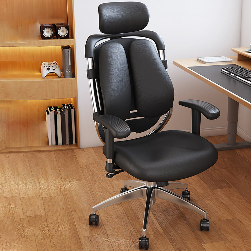 Modern Removable Arms Office Chair Leather No Distressing Ergonomic Desk Chair