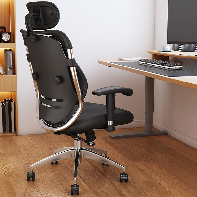 Modern Removable Arms Office Chair Leather No Distressing Ergonomic Desk Chair