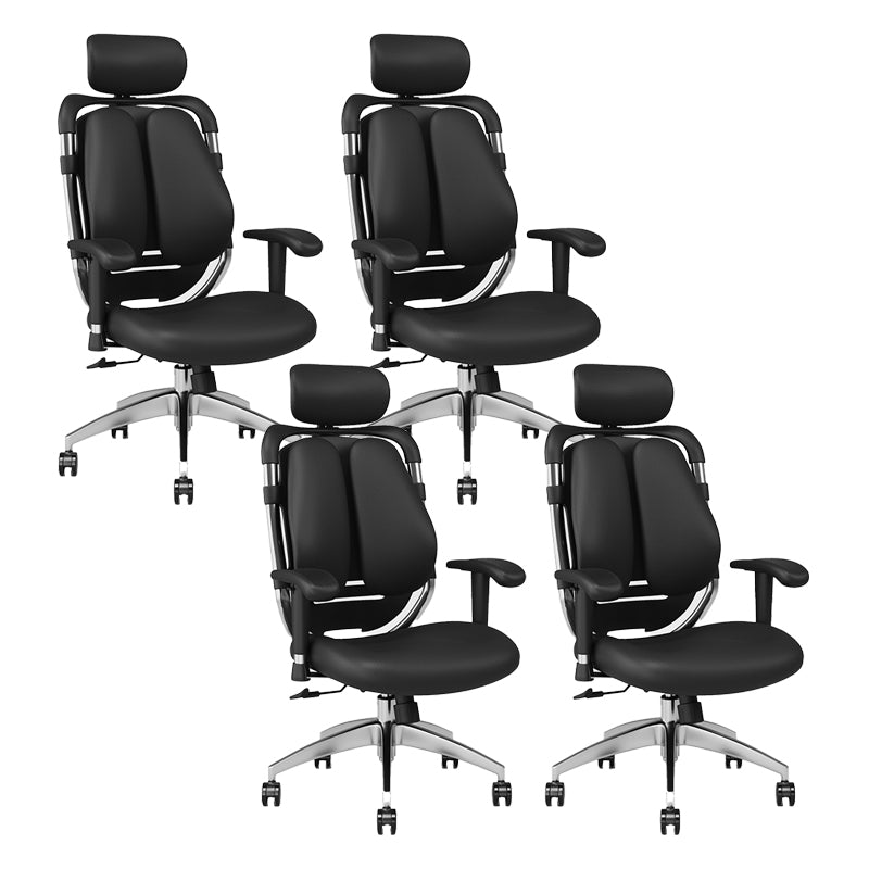 Modern Removable Arms Office Chair Leather No Distressing Ergonomic Desk Chair